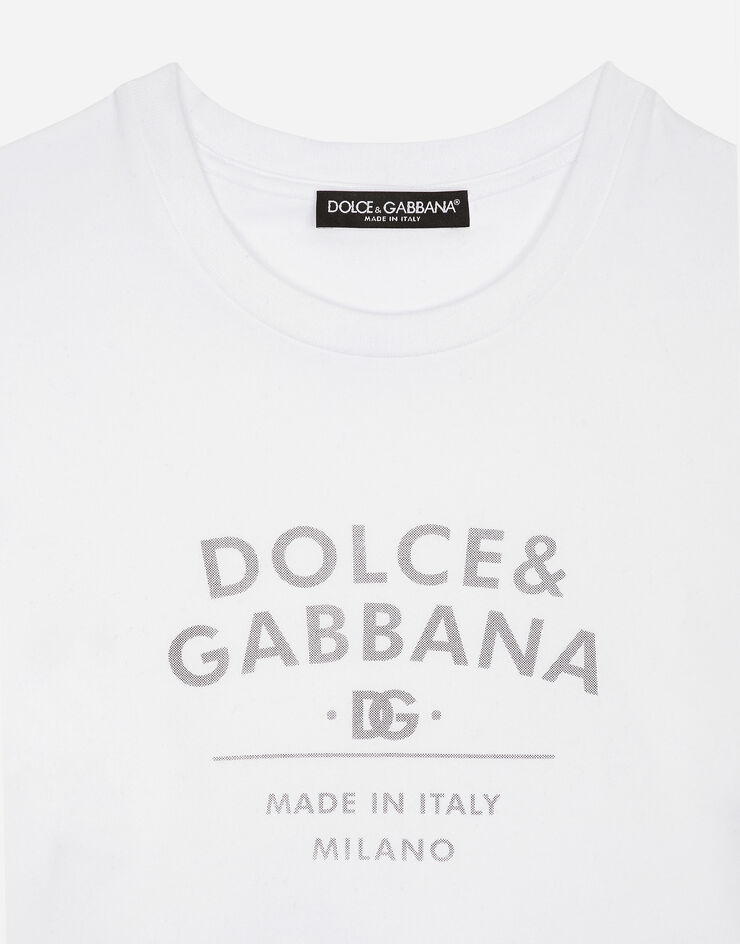 Dolce & Gabbana T-Shirt aus Jersey mit Schriftzug Dolce&Gabbana Weiss F8U48TGDB6W