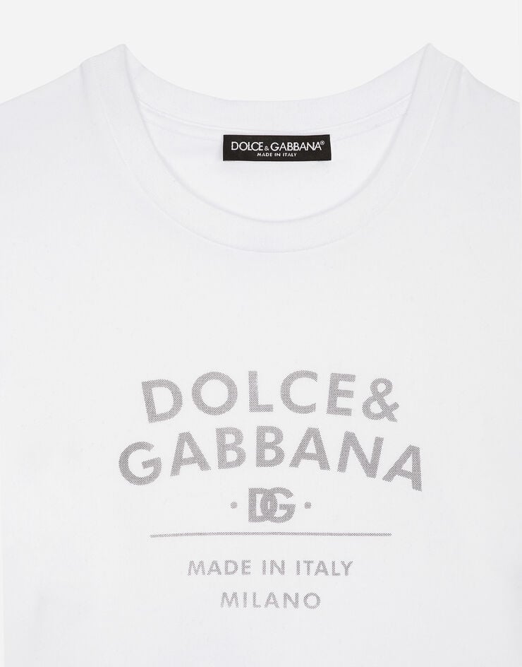 Dolce & Gabbana Jersey T-shirt with Dolce&Gabbana lettering White F8U48TGDB6W