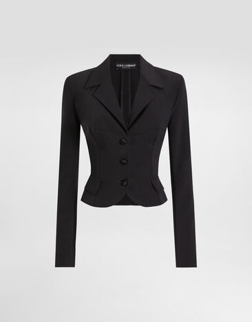 Dolce & Gabbana Short single-breasted technical cady jacket Black F27ETTFU106