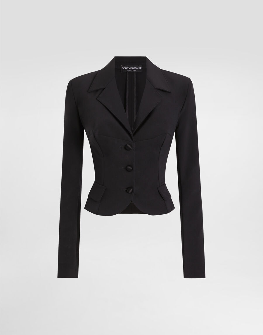 Short single-breasted technical cady jacket