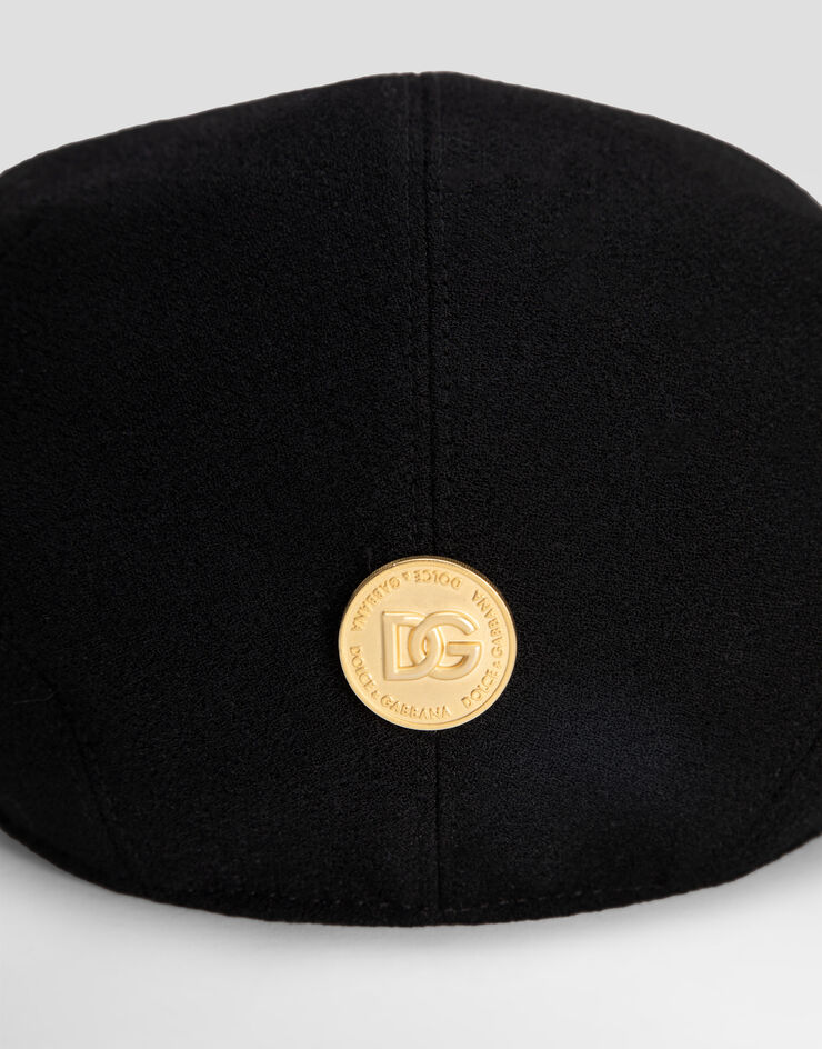 Dolce & Gabbana Wool crepe cap with DG coin Black FH665AGDDDN