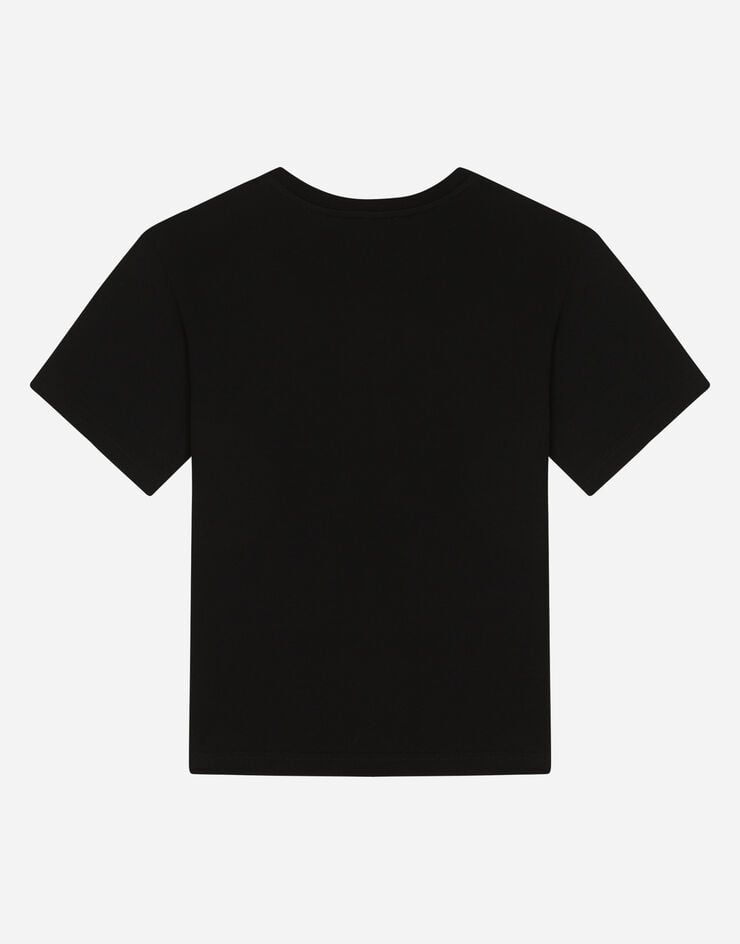 Jersey T-shirt with logo print in Black | Dolce&Gabbana®
