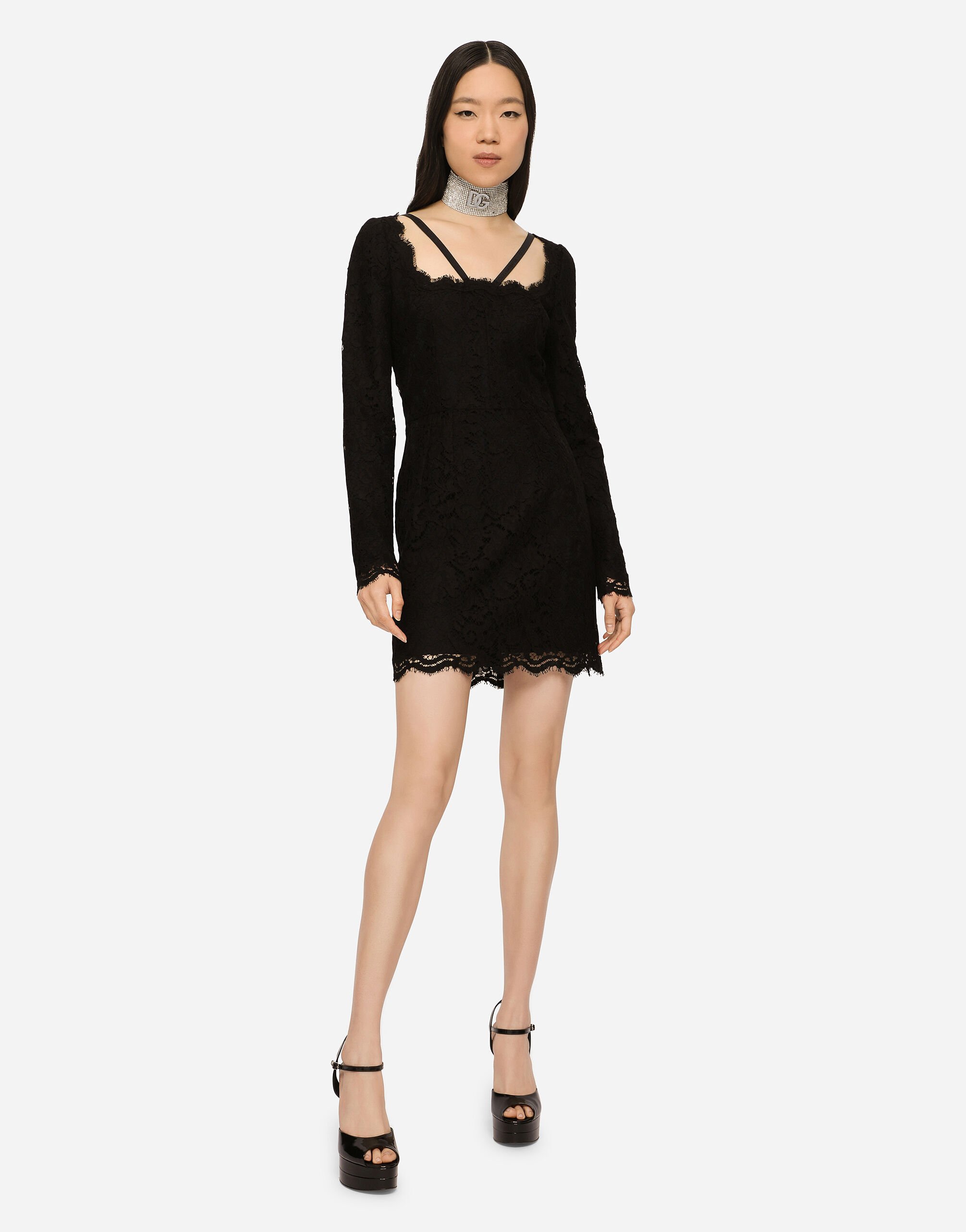 Short lace dress in Black for Women Dolce Gabbana