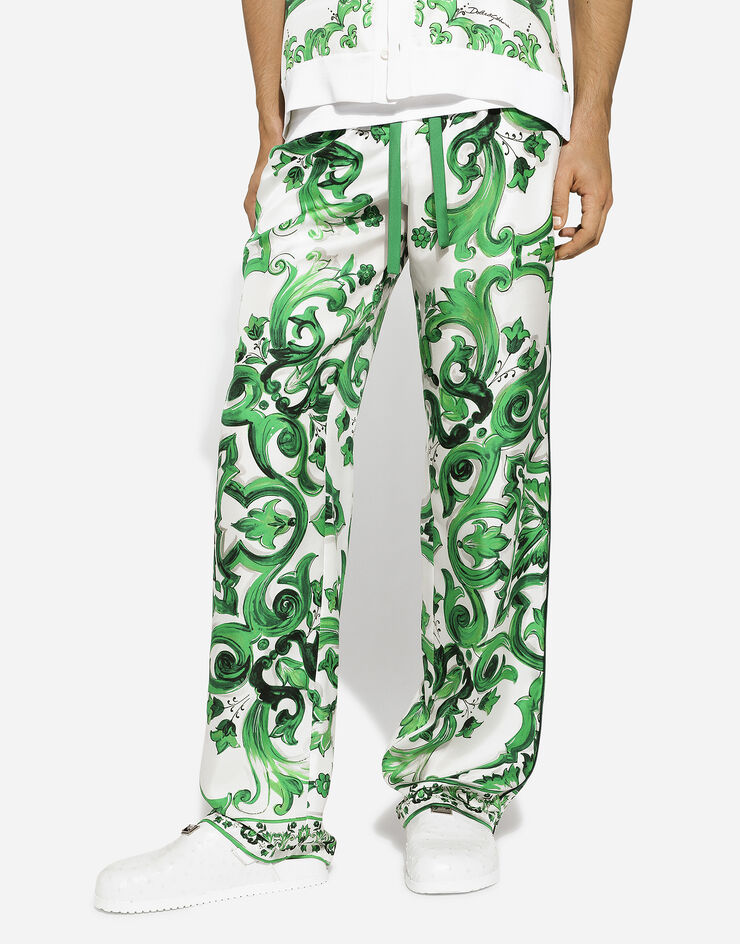 Dolce & Gabbana Jogginghose aus Seidentwill Majolika-Print Drucken GVRMATHI1SV