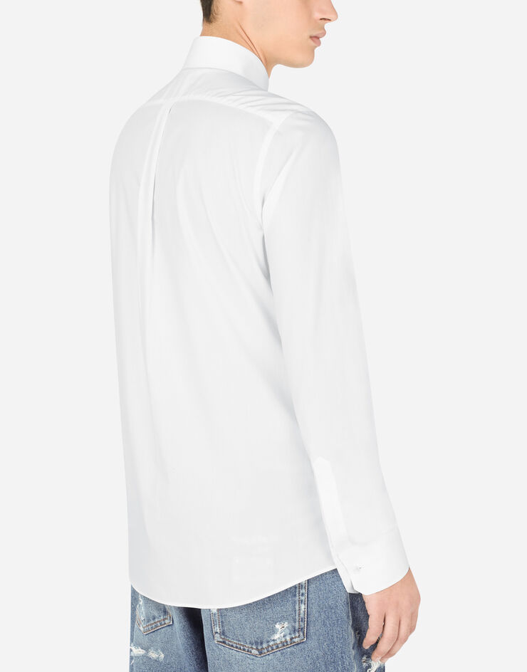Dolce & Gabbana Cotton Martini-fit shirt with crystal detailing White G5JL8ZGEZB3