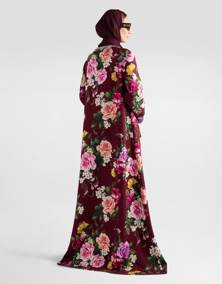 Dolce & Gabbana Jacquard coat with jewel embroidery Multicolor I0B63ZGDDP1