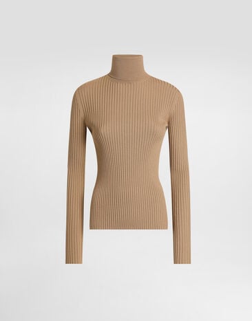 Dolce & Gabbana Wool turtleneck pullover Beige FXW34TJDVDC