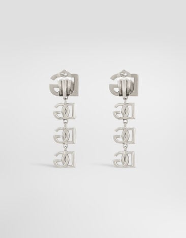 Dolce&Gabbana Long earrings with two-tone DG multi-logo Silver WEP6L9W1111