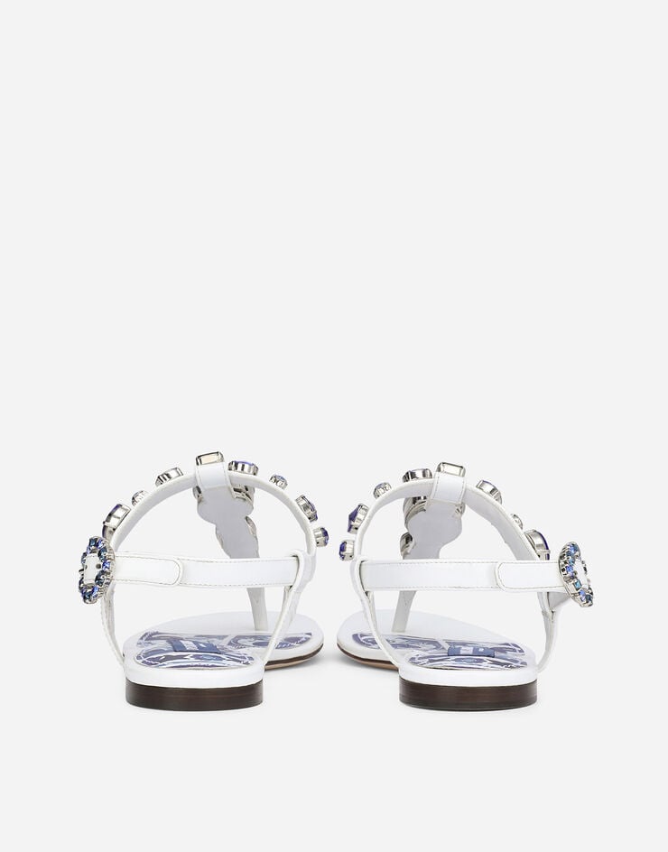 Dolce & Gabbana Patent leather thong sandals with embroidery White CQ0294AB871