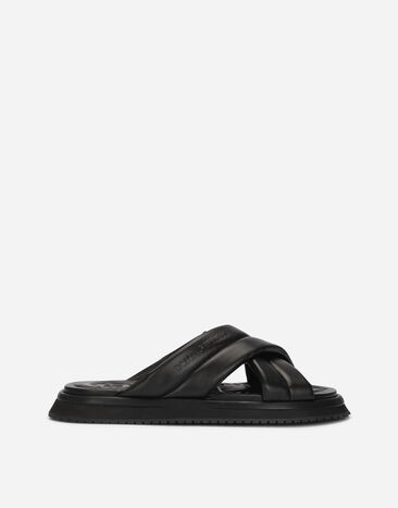 Dolce & Gabbana Nappa-look fabric sandals Brown A80402A4434