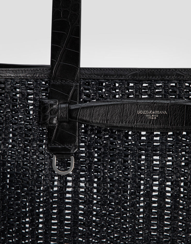Dolce & Gabbana Bolso shopper de rejilla trenzada y becerro Black BM2453A9O94