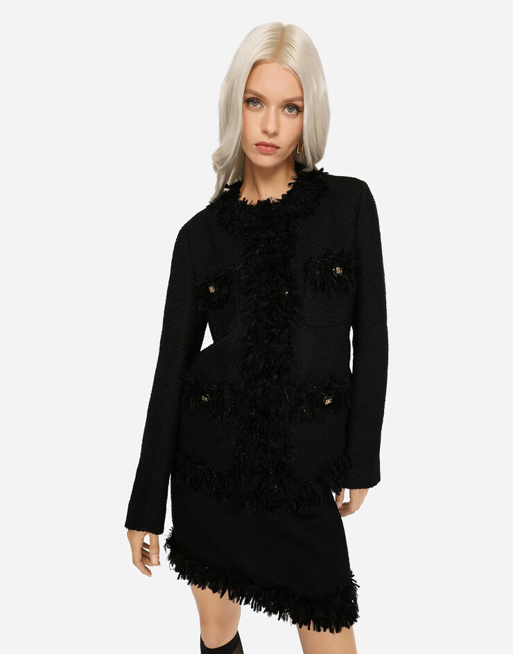Dolce & Gabbana Single-breasted bouclé jacket Black F26CLTFU3JL