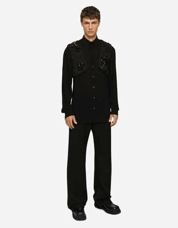 Dolce&Gabbana Technical fabric harness vest with stones Black G710EZHUMD6