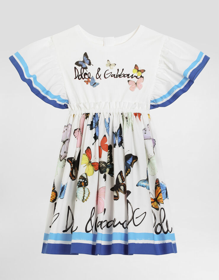 Dolce & Gabbana Robe en jersey et popeline à imprimé papillons Imprimé L5JD9PG7O0M