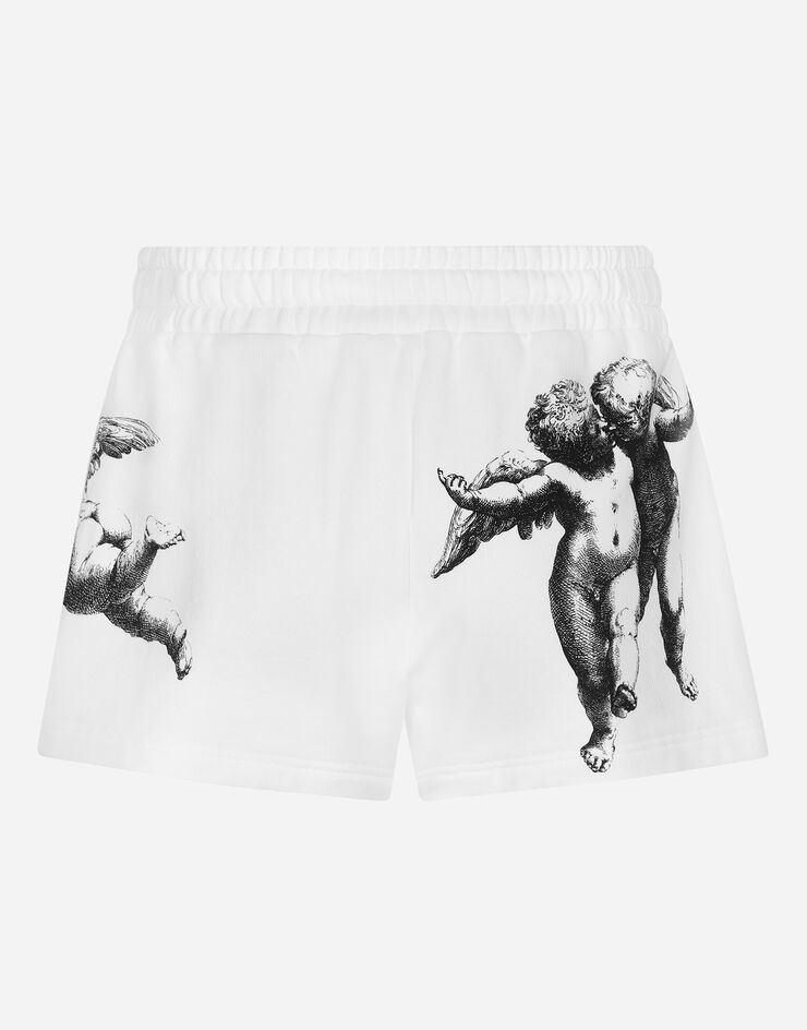 Dolce & Gabbana Jersey shorts with Angel print and embroidery BLANCO DOLCE&GABBANA White I3AGZWII7AK