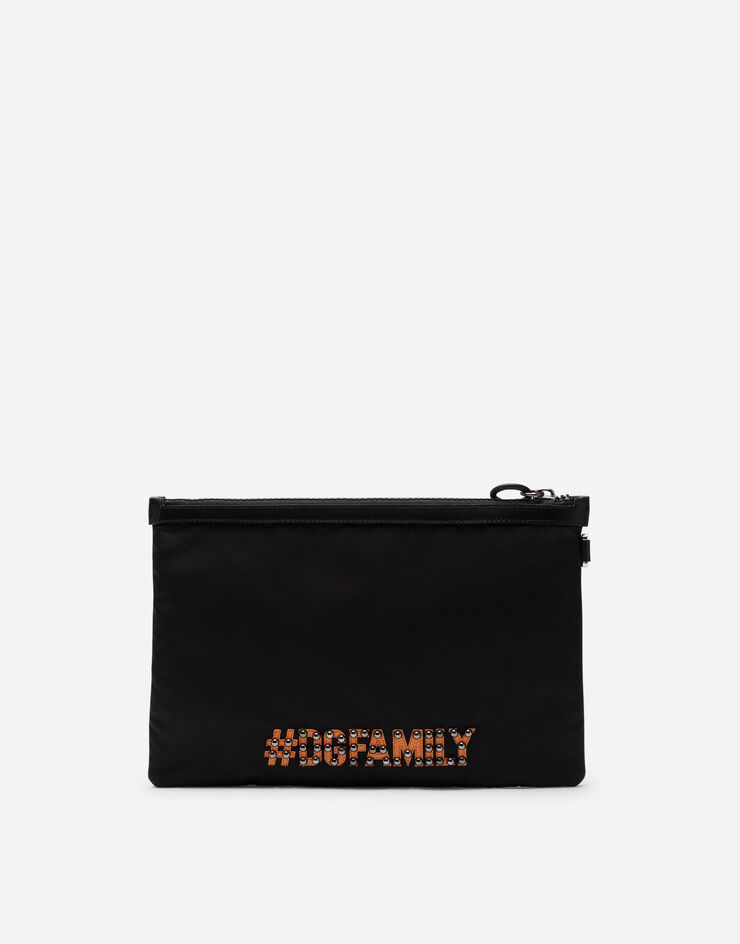 Dolce & Gabbana Sicilia dna clutch in nylon with stylist jukebox patch NEGRO BM1769AX689