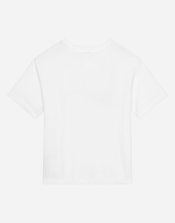 Dolce & Gabbana Jersey T-shirt with DG logo print Weiss L4JTEYG7L4M