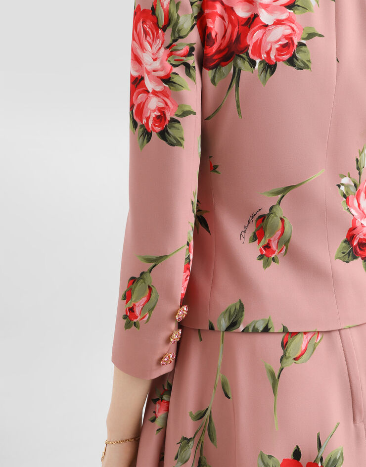 Dolce & Gabbana Rose bouquet-print charmeuse single-breasted jacket Multicolor F26S5ZFSA8Q