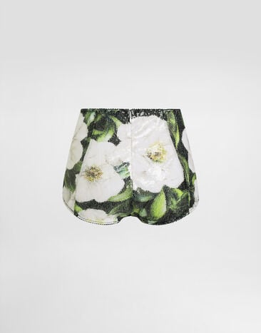 Dolce & Gabbana Sequin-embroidered cady high-waisted panties with gardenia print Print O2A18TISMJS