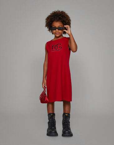 DolceGabbanaSpa Vestido sin mangas de cady con parche DG Rojo L53DP3G7K7J