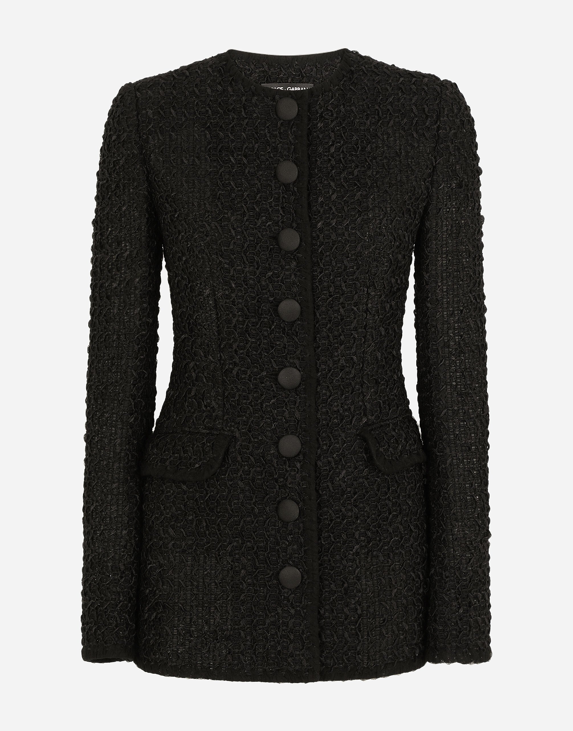 Dolce & Gabbana Single-breasted tweed jacket Black F26T2TFUGPO