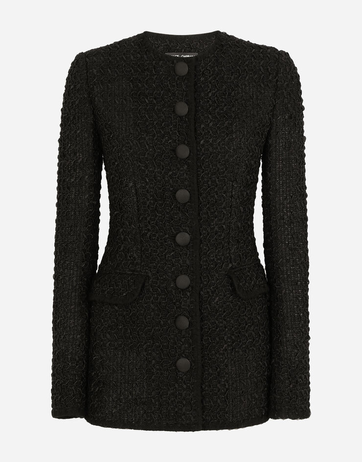 Dolce & Gabbana Single-breasted tweed jacket Black F26D3THUMKJ
