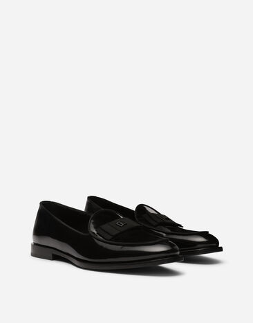 Dolce & Gabbana Polished calfskin slippers Black A50506A1037