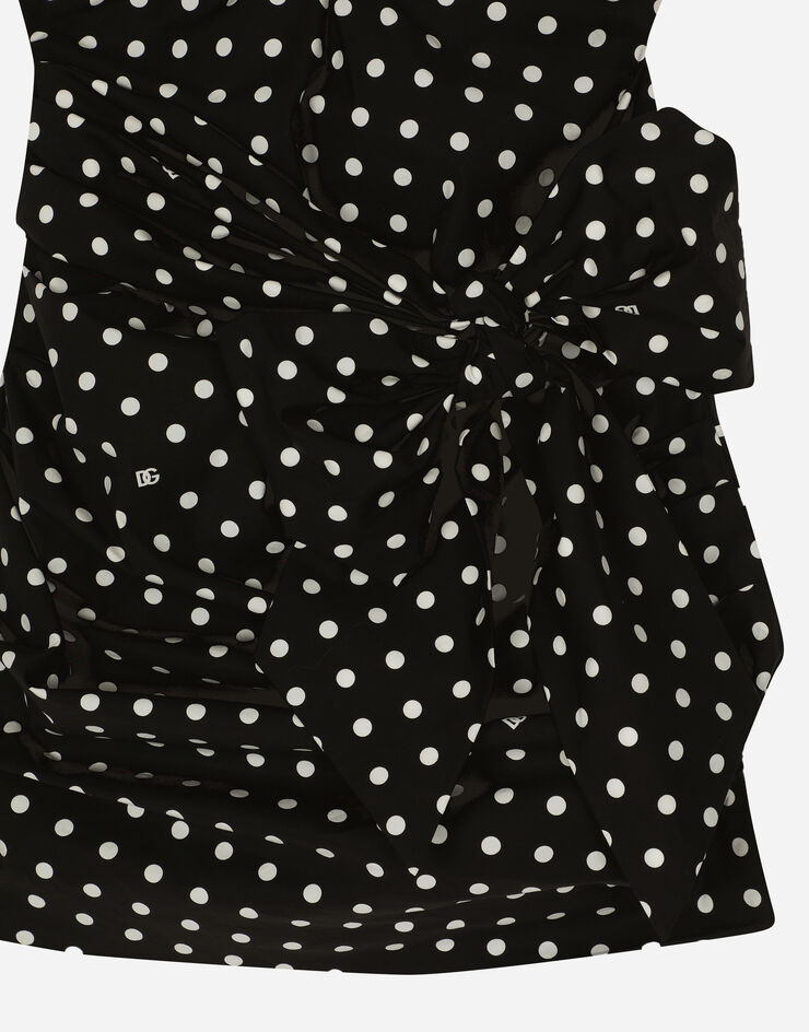 Dolce & Gabbana Cotton minidress with polka-dot print and bow detail Print F6AX5TFSFNR