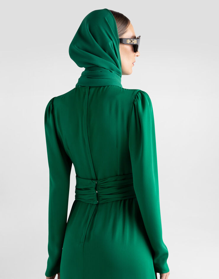 Dolce & Gabbana Rose-print charmeuse dress Multicolor I6AE7ZFSA77