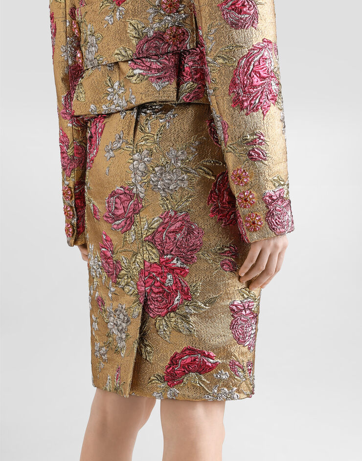 Dolce & Gabbana Floral jacquard fitted skirt Multicolor F4C2CTHJMRJ