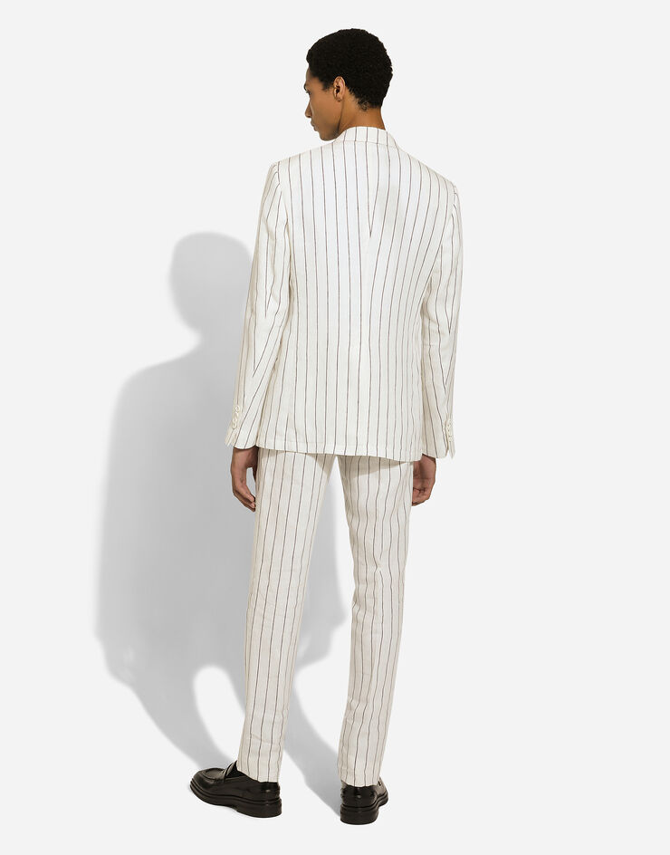 Dolce & Gabbana Pantalone gessato in lino Bianco GY7BMTFR4A4