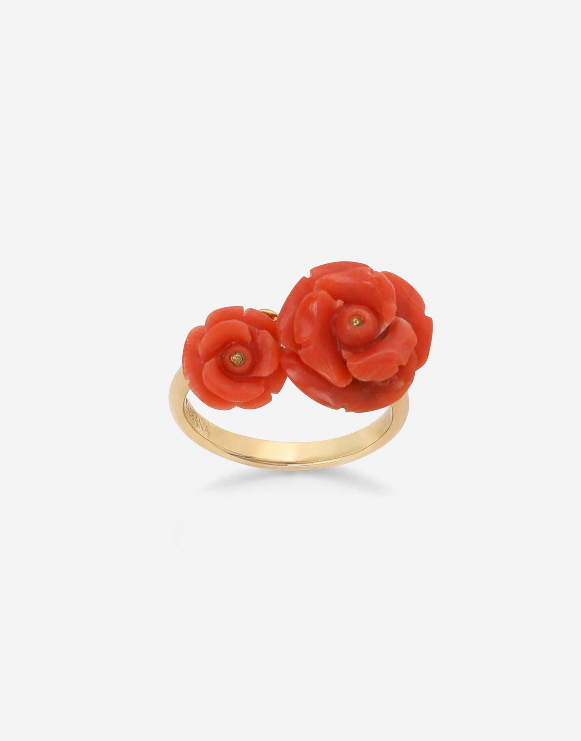 Ring Red Coral Natural Stone 18k Gold Yellow Coral Sea Size 5 Italy Jewelry  | eBay