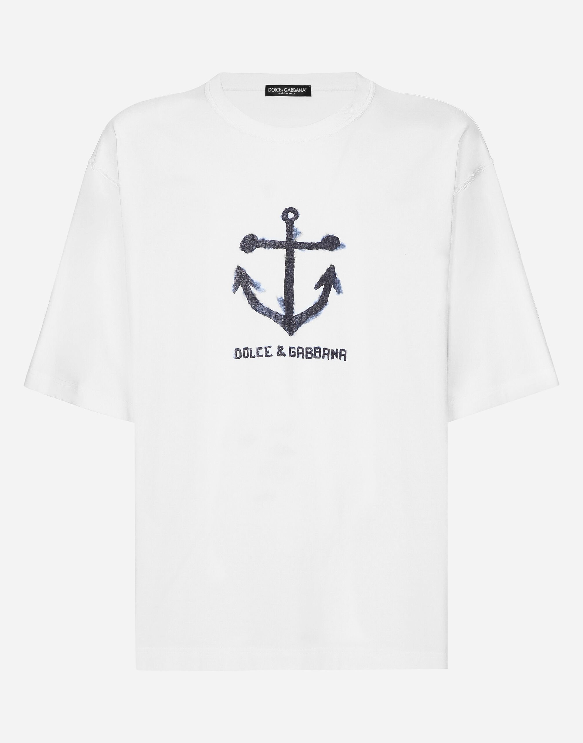 Dolce & Gabbana Kurzarm-T-Shirt Print Marina Blau G5LI2TFURHJ