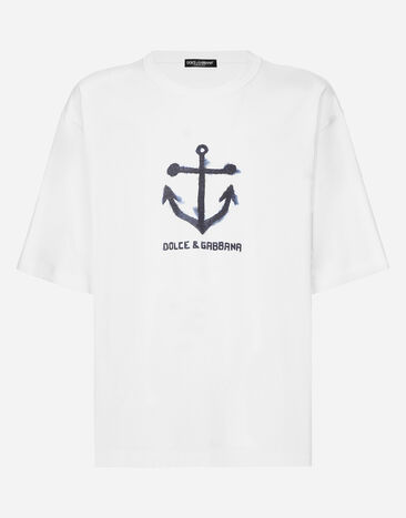 Dolce & Gabbana T-shirt à manches courtes et imprimé marine Bleu G5LI2TFURHJ