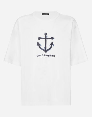 Dolce & Gabbana T-shirt à manches courtes et imprimé marine Imprimé G8PB8THI7Z2