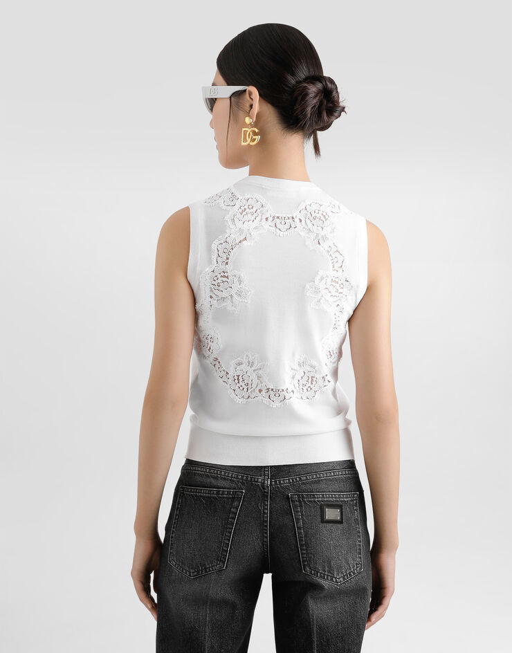 Dolce & Gabbana ウール＆レース タンクトップ ホワイト FXT02TJDVB0