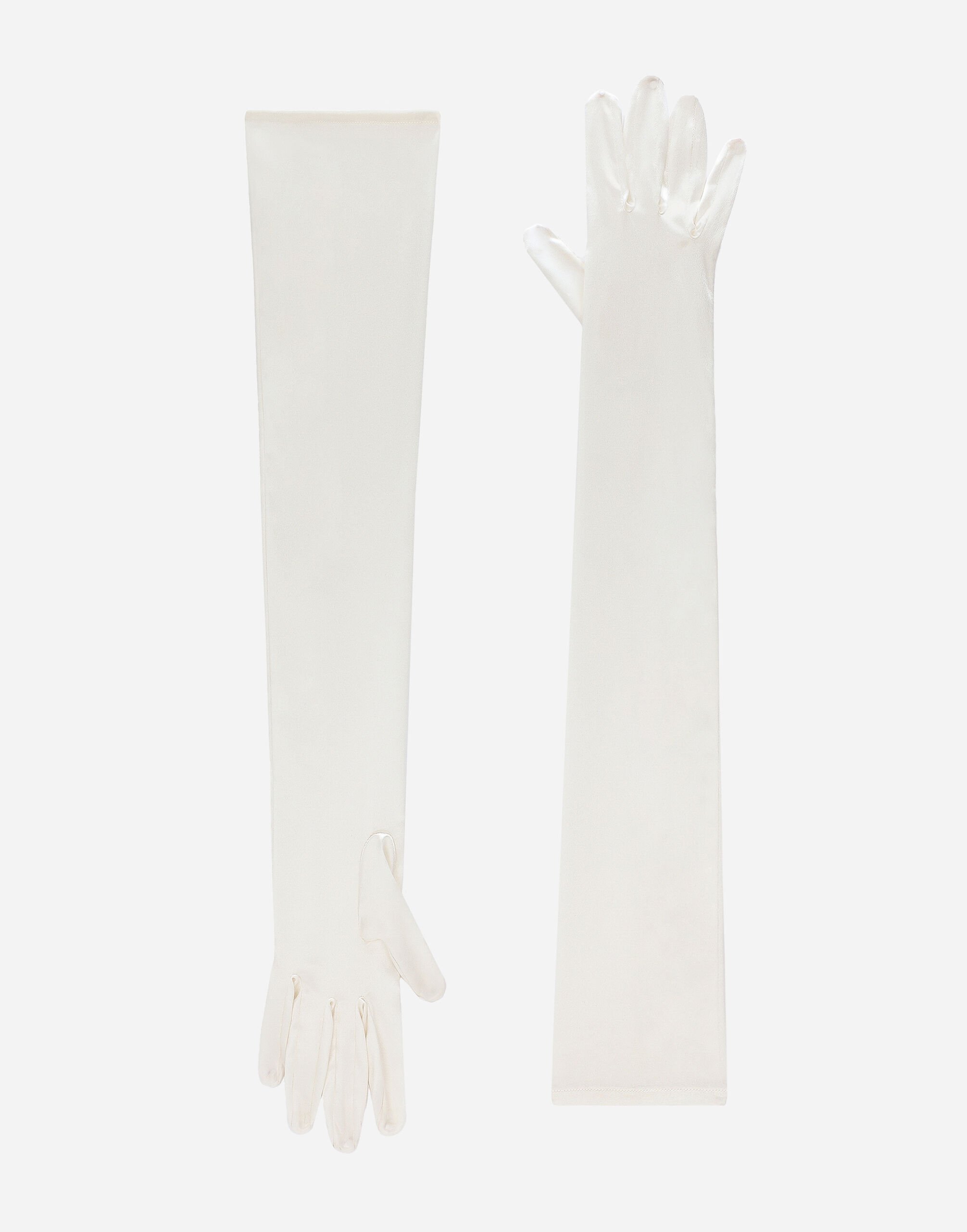 Dolce&Gabbana Long silk satin gloves Brown FXL68TJFMU9