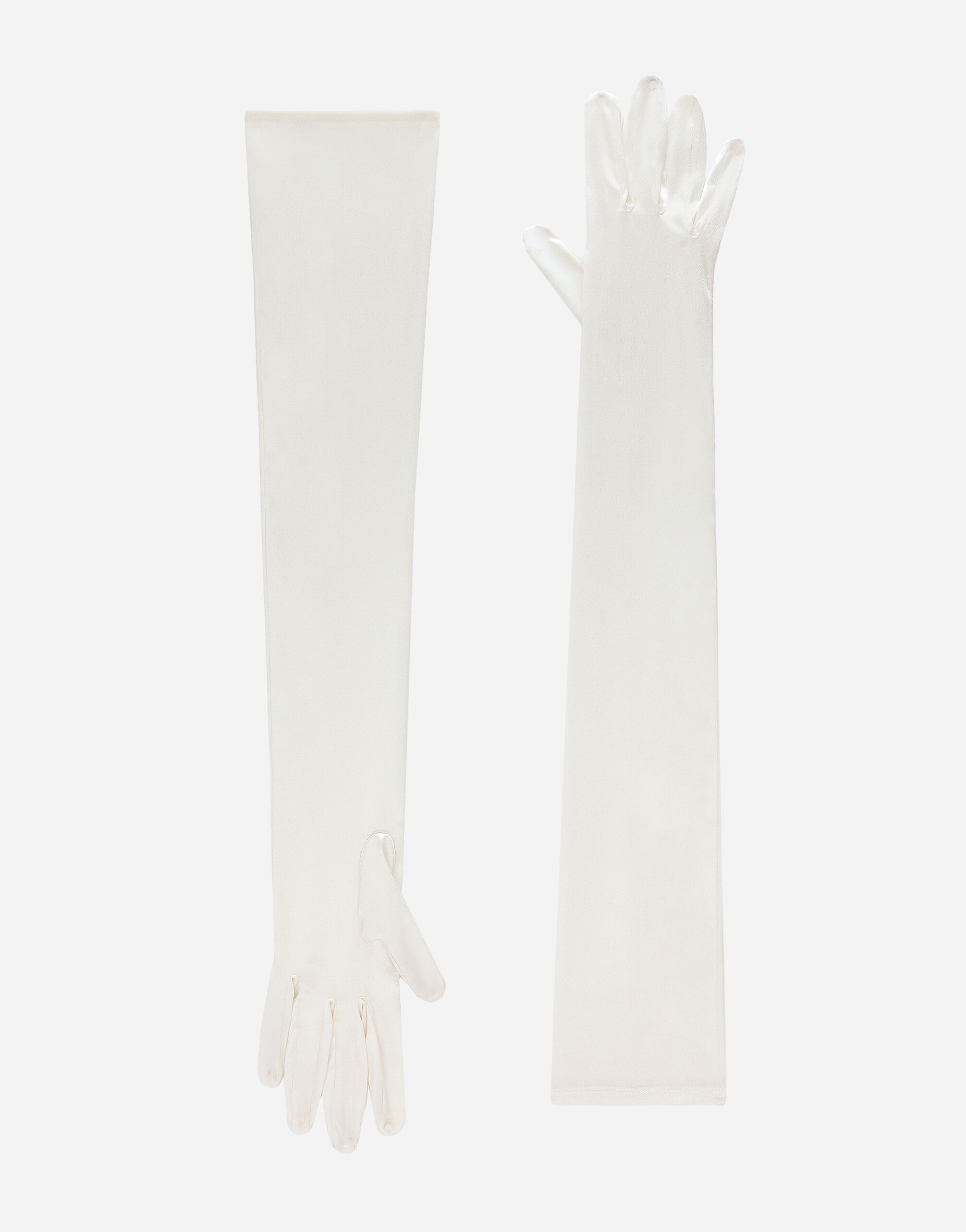 Dolce & Gabbana Long silk satin gloves White BE1336AZ831