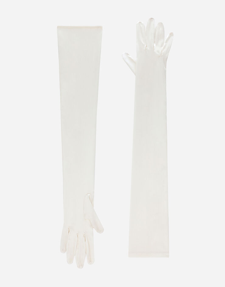 Dolce&Gabbana Guantes largos en raso de seda Blanco FG108AFURAG