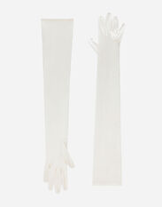Dolce & Gabbana Long silk satin gloves White BE1336AZ831