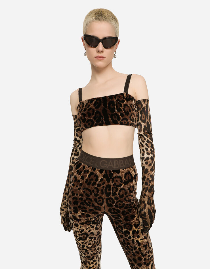 Dolce&Gabbana Chenille leggings with jacquard leopard design Multicolor FTCQKTFJ7D5