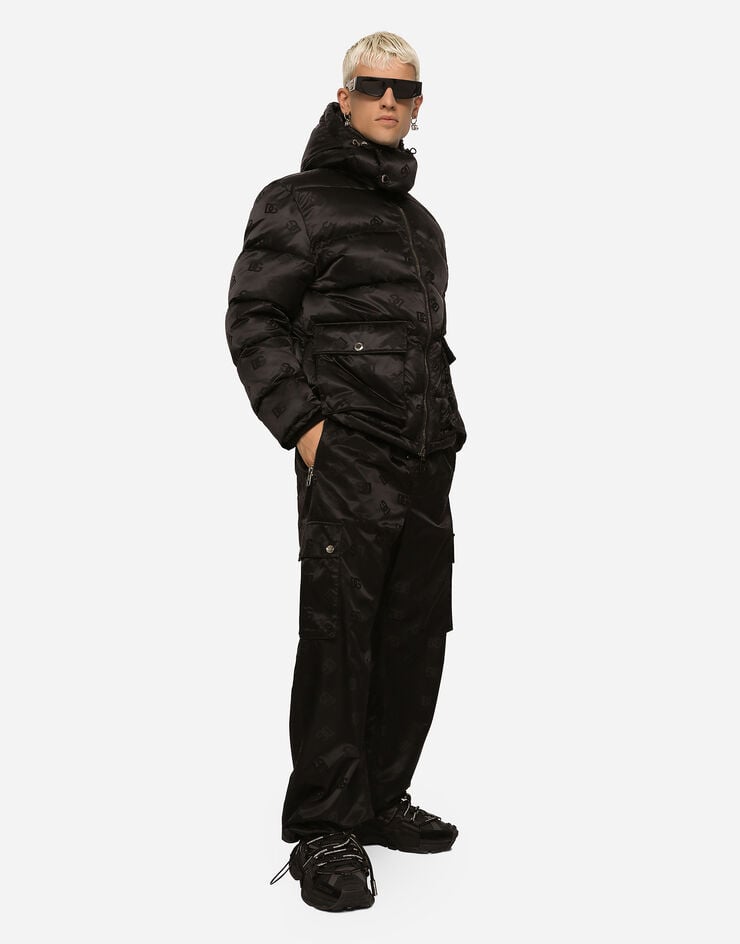 Dolce & Gabbana Куртка с капюшоном из атласа с жаккардовым узором DG черный G9ZR9TFJSB7