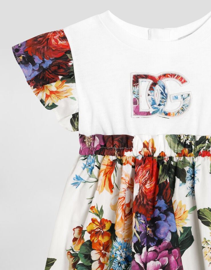 Dolce & Gabbana Платье из джерси и поплина с логотипом DG разноцветный L2JD9PG7PFD