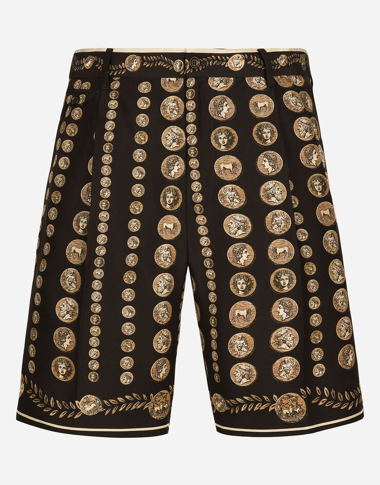 Dolce&Gabbana Coin print silk Bermuda shorts Brown GW0MATHI1LR
