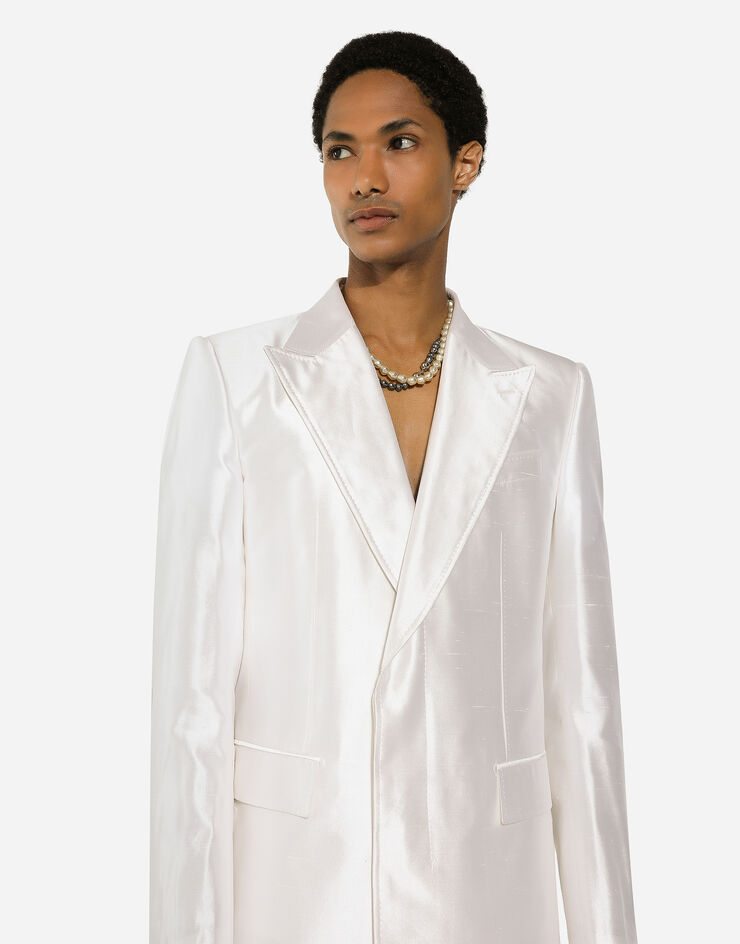 Dolce & Gabbana Single-breasted silk shantung Sicilia-fit jacket White G2TB5TFU1Y0