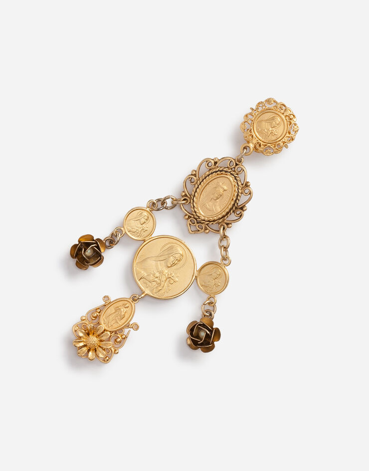 Dolce & Gabbana 蔷薇与还愿坠饰耳环 金 WEG6M2W0001