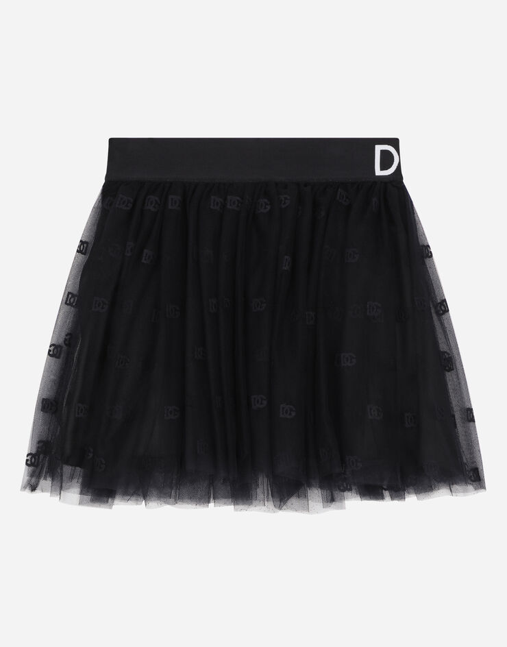 DolceGabbanaSpa Multi-layered tulle miniskirt with branded elastic Blue L54I61HLM8T