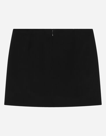 DolceGabbanaSpa Viscose miniskirt with logo tag Black L54I79FU8BM
