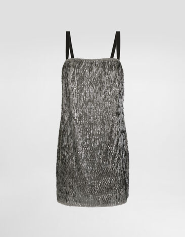 Dolce & Gabbana Kleid mit aufgestickten Pailletten Silver F60FNZFLSL5