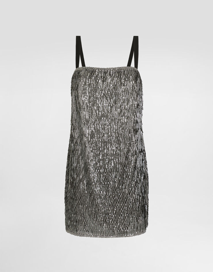 Dolce & Gabbana Kleid mit aufgestickten Pailletten Silver F60FNZFLSL5